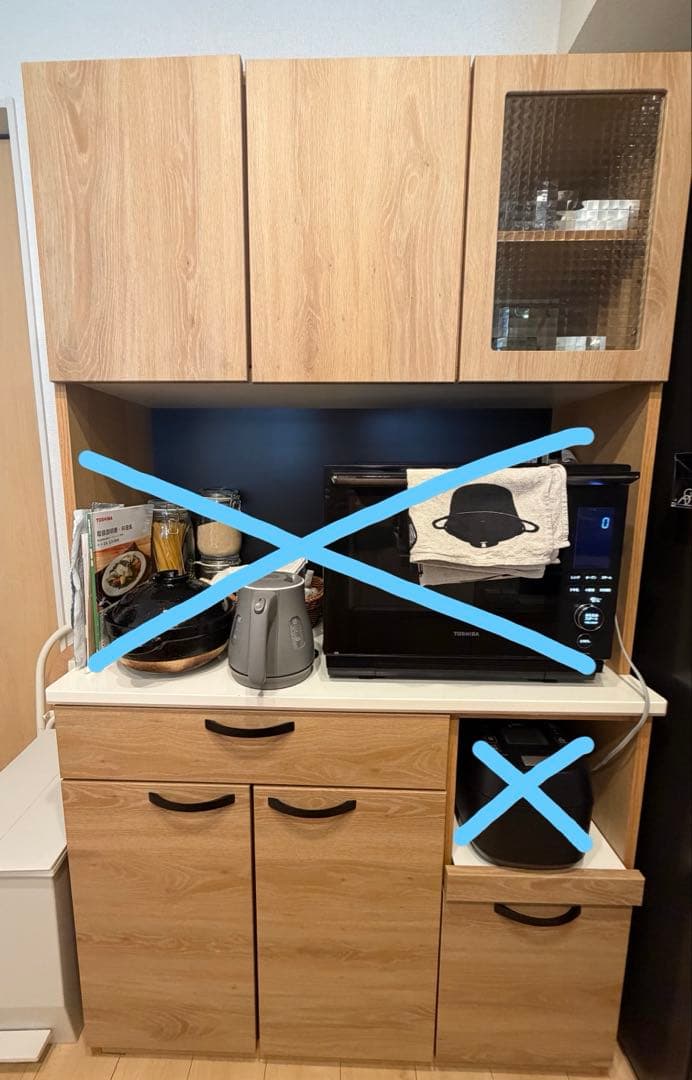 ※値下げ【美品】カップボード1050mmナチュラル北欧風　送料込み