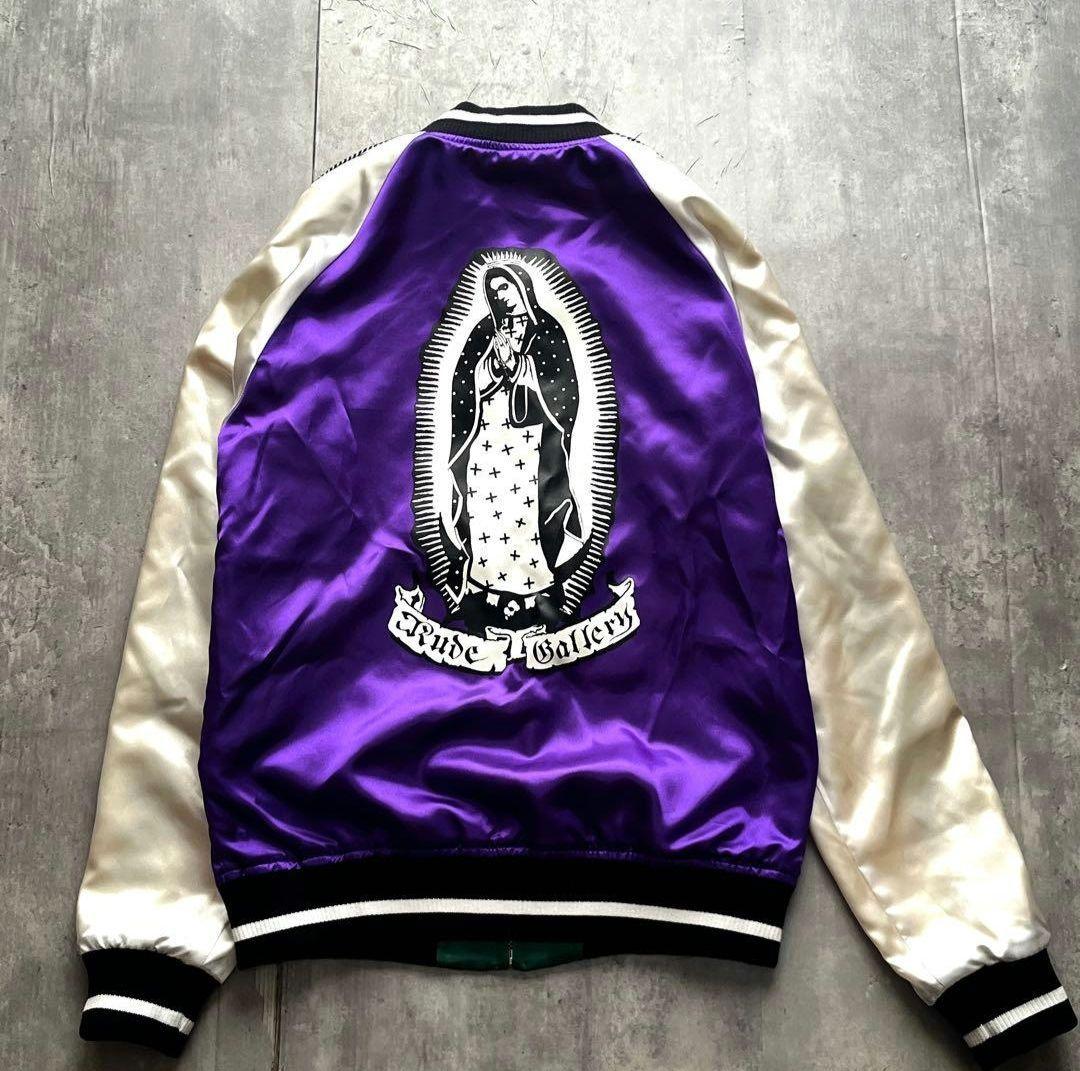 サテン　マルチカラー　女神　ルードギャラリー　リバーシブル　スカジャン　バイカー