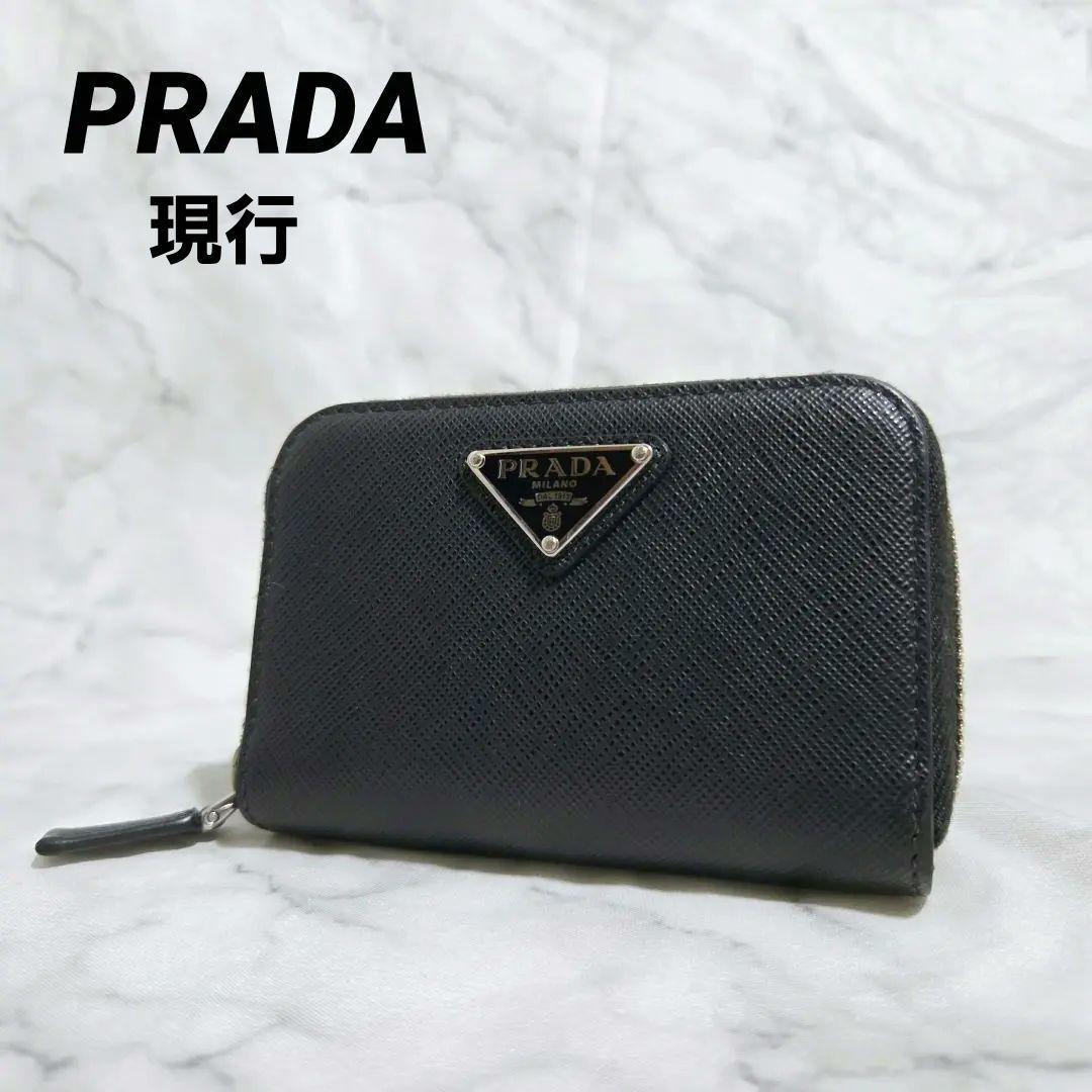 現行❀極美品 RFID搭載 プラダ サフィアーノトライアングル ケース 黒