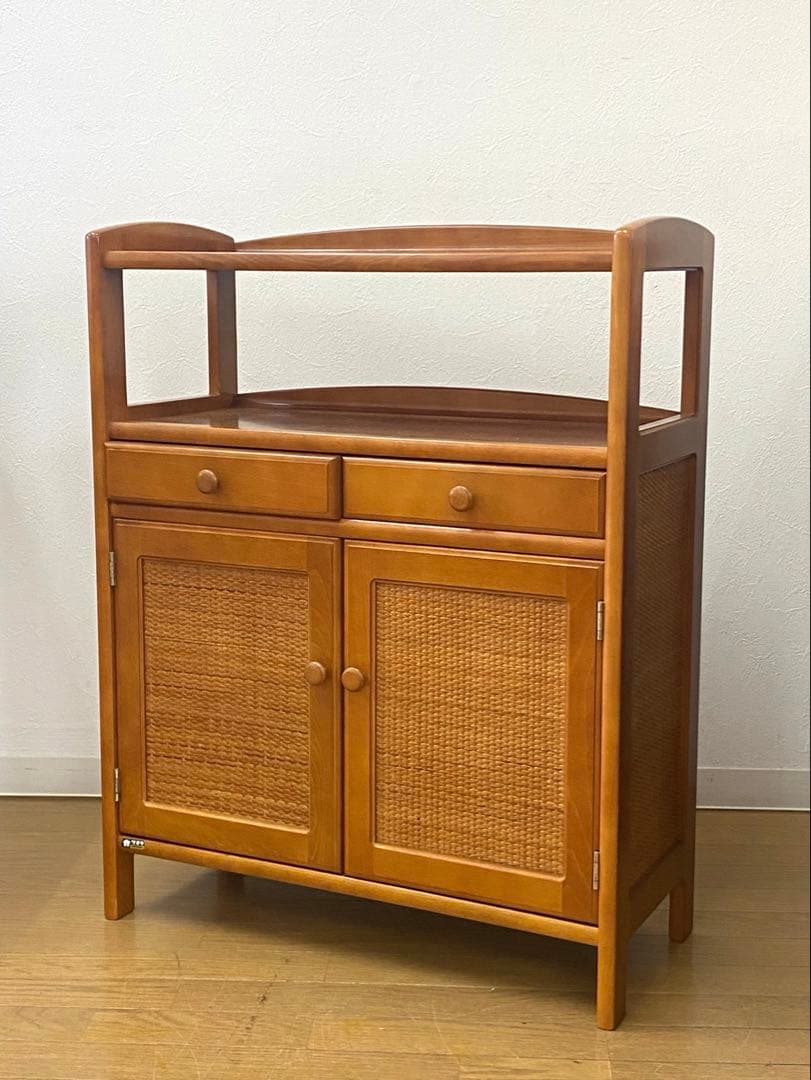 カリモク ラタン 藤 収納 整理 棚 コンソール 電話台 飾り棚 カリモク ラタン 藤 収納 整理 棚 コンソール 電話台 飾り棚 カリモク