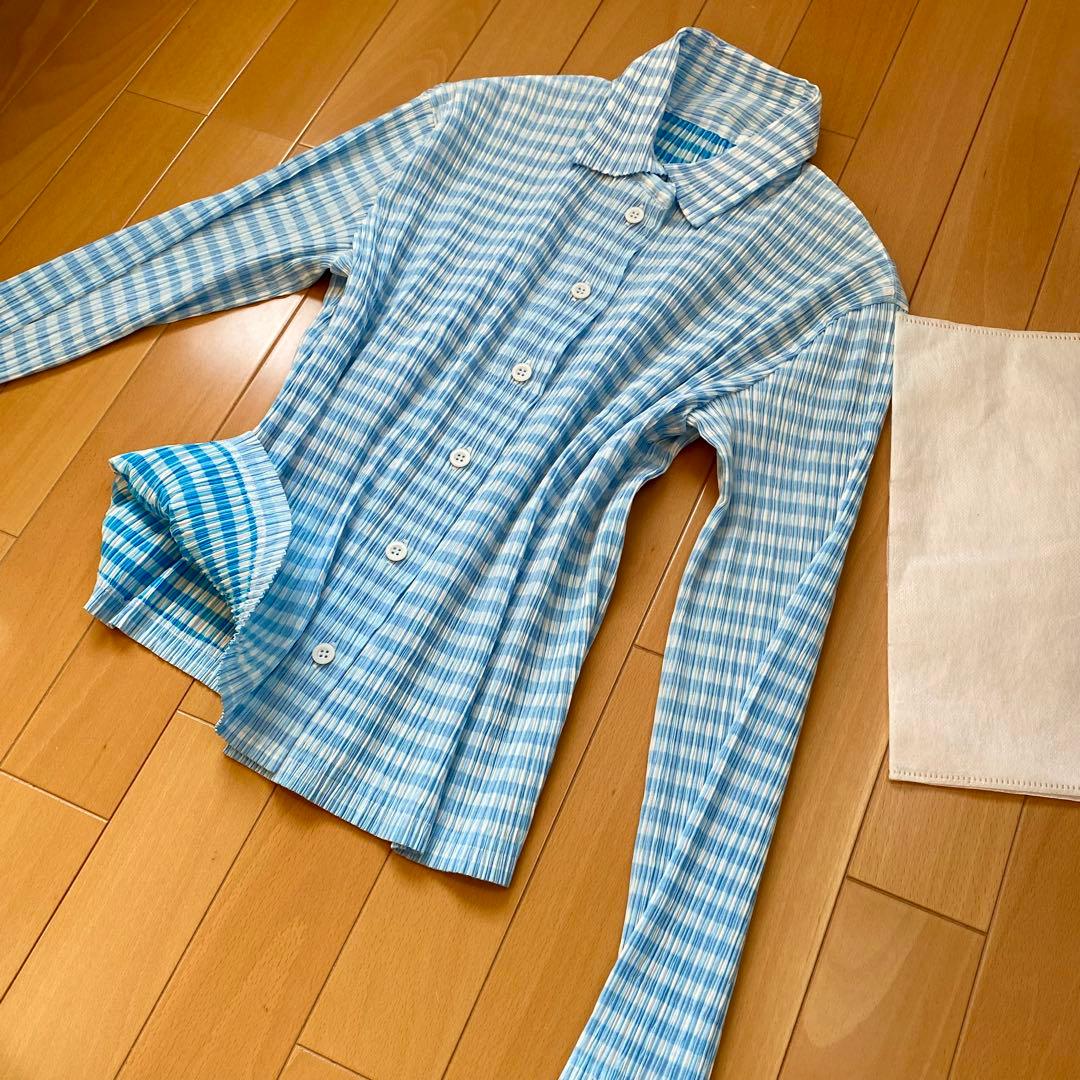ISSEY MIYAKE チェック柄　プリーツシャツ