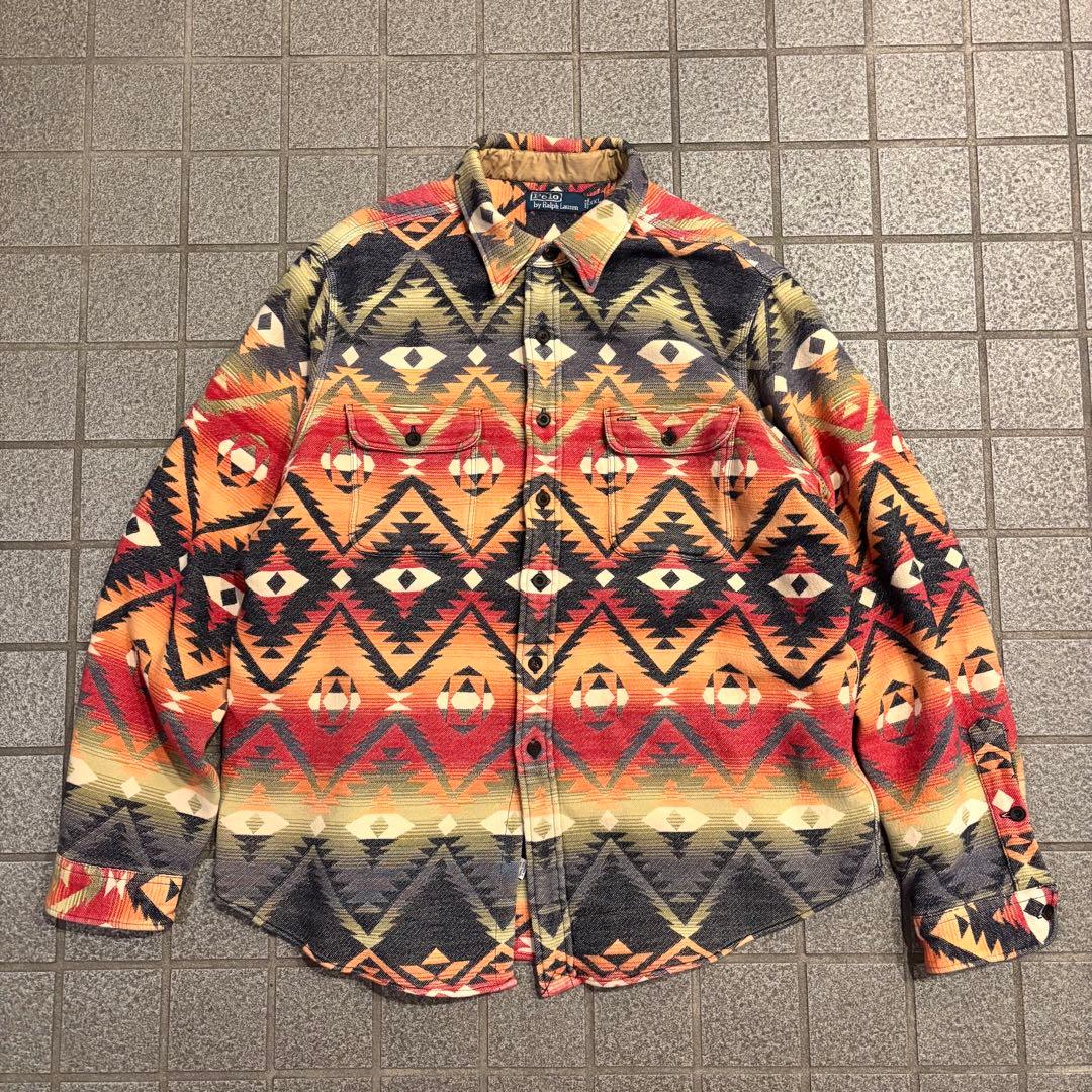 【希少】ラルフローレン ネイティブ柄 ネルシャツ XXL POLO RALPH LAUREN - 【美品】80s ポロ ラルフローレン ネイティブ柄