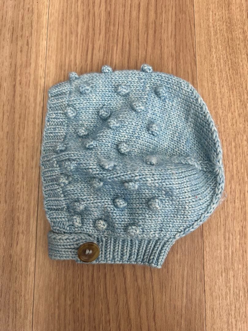 Misha&puff ポップコーンknitボンネット 水色