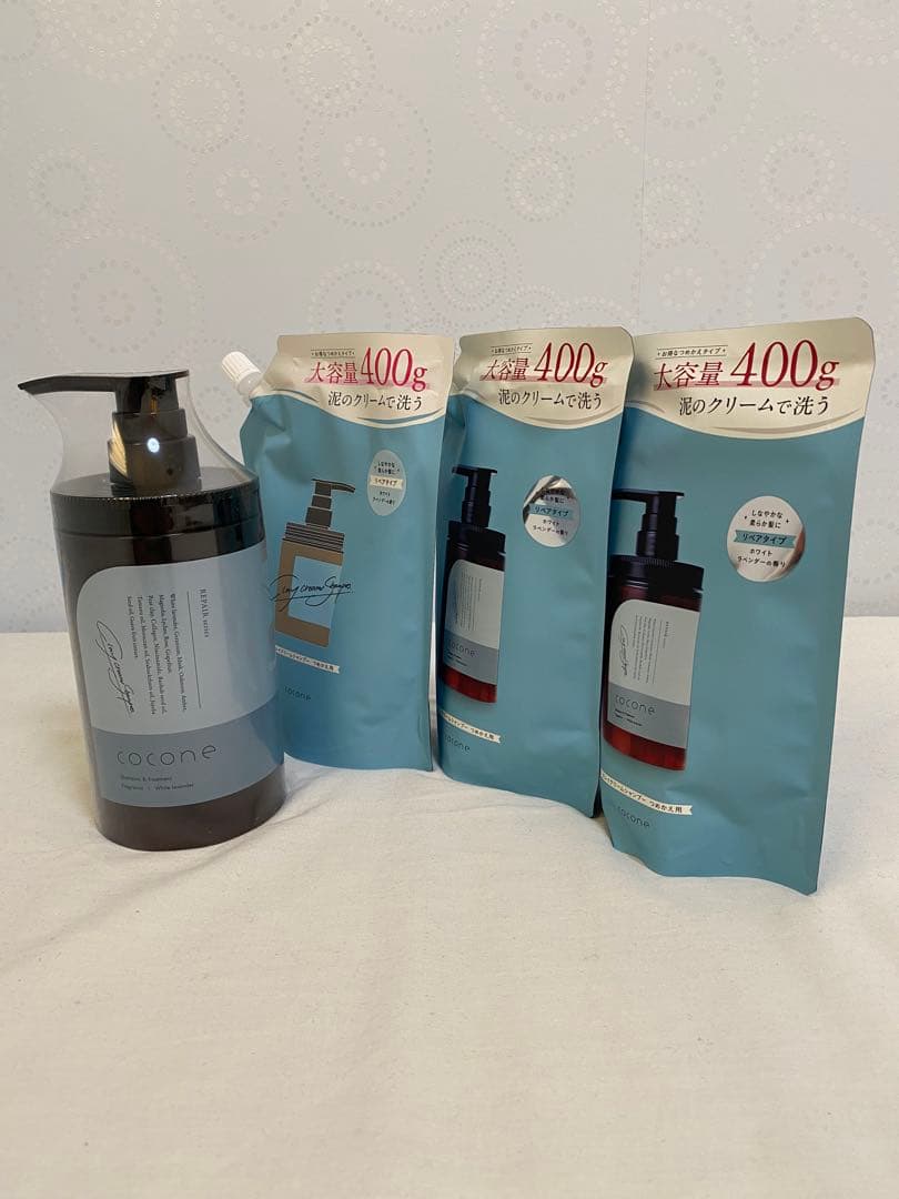 cocone ココネ クレイクリームシャンプー リペア 本体＋詰め替え３袋セット