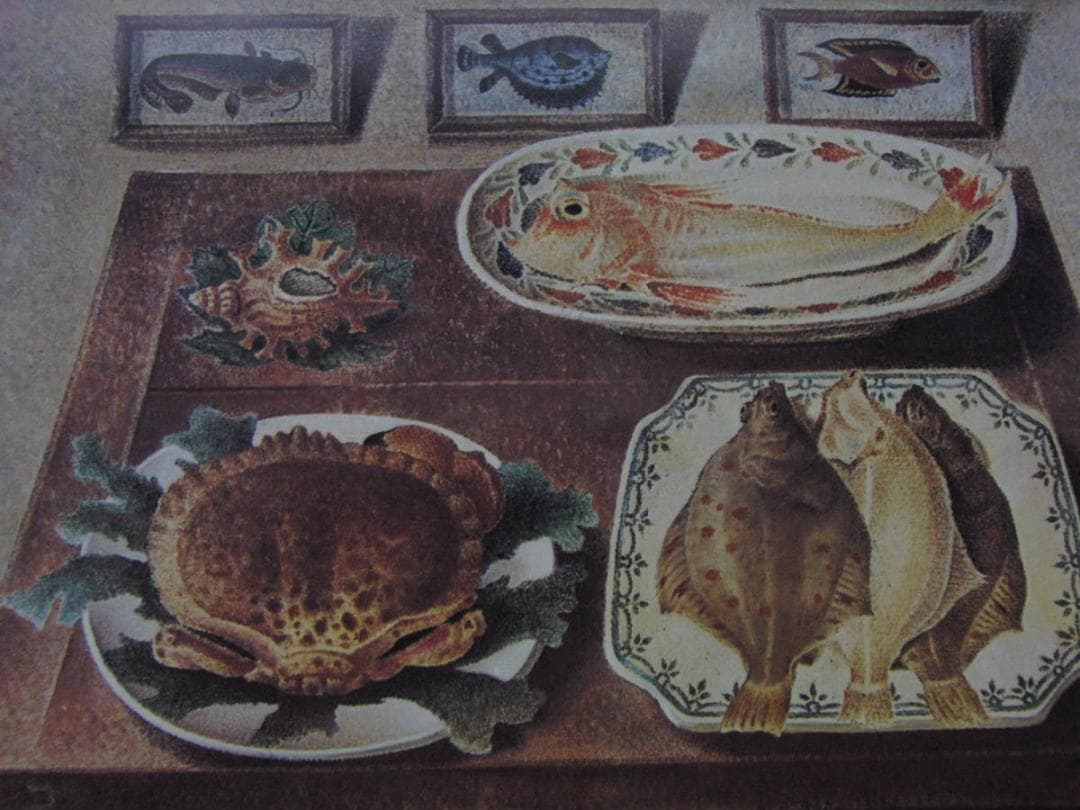 岡鹿之助、【魚】、希少な大判額装用画集より、美品、日本人画家、新品
