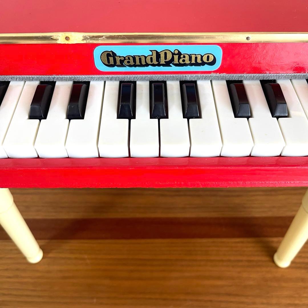 昭和レトロ玩具】 おもちゃグランドピアノ 赤色 オリジナル箱付き
