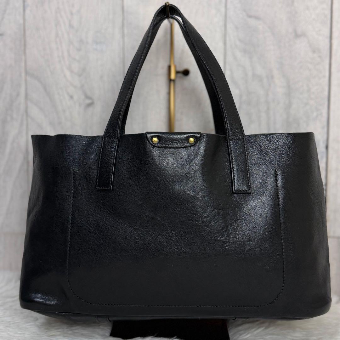 人気♡デカロゴ♡IL BISONTE イルビゾンテ レザー トートバッグ 黒