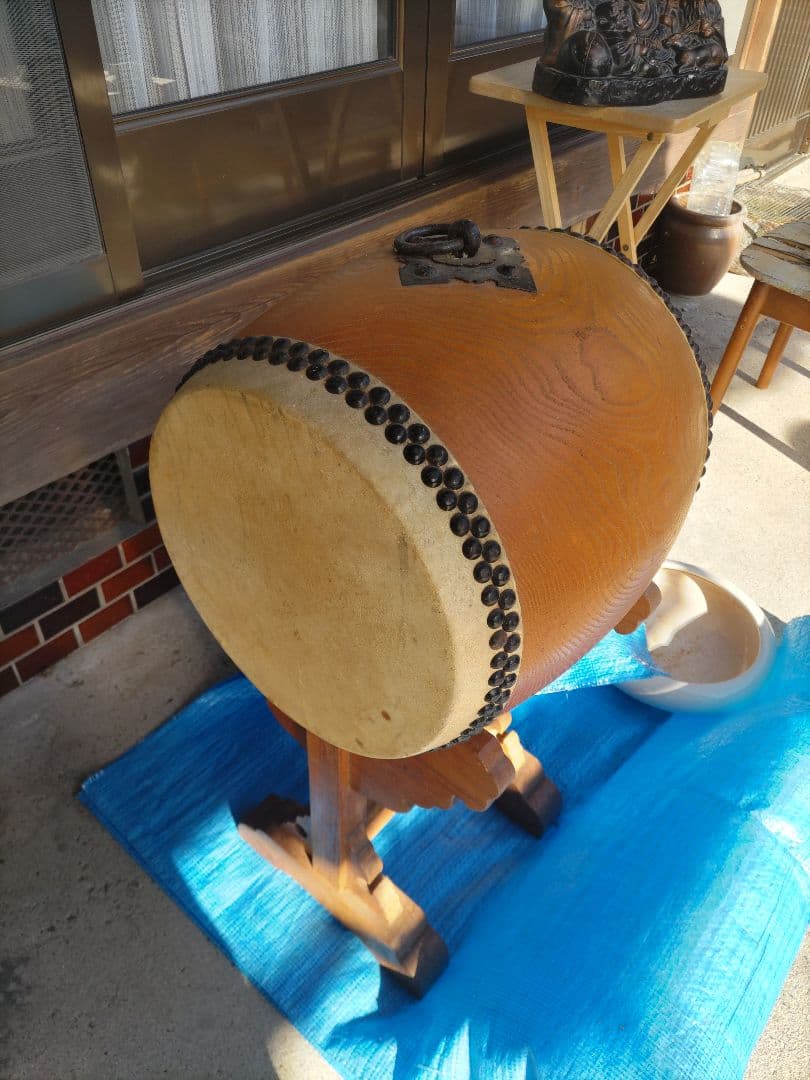 中型木製和太鼓 装飾金具付き