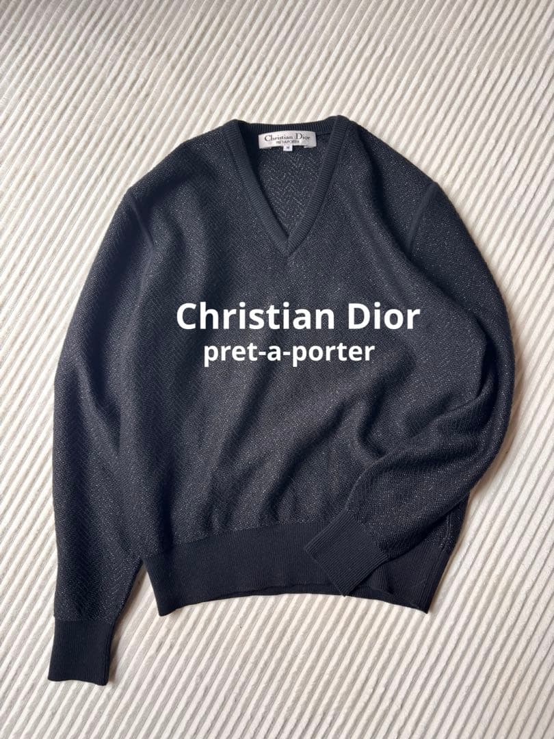 ♦︎希少♦︎Christian Dior Vネック ニット M ヴィンテージ 黒