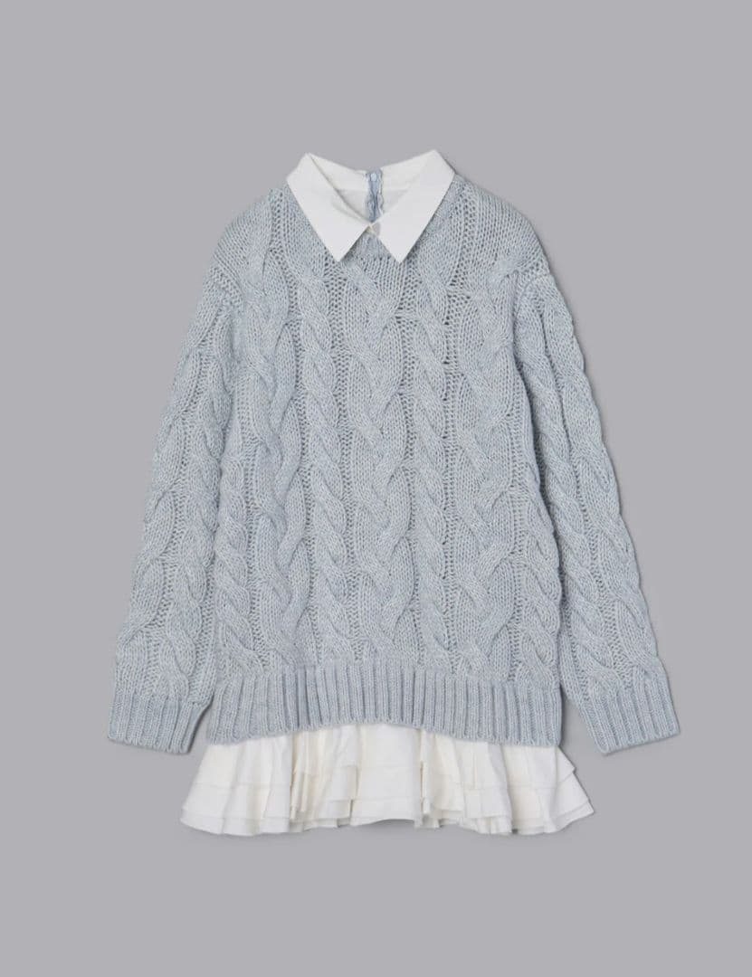 olu.　フリルレイヤードケーブルニット　ミニワンピ　1 Olu.｜フリルレイヤードケーブルニット | Rakuten Fashion(楽天