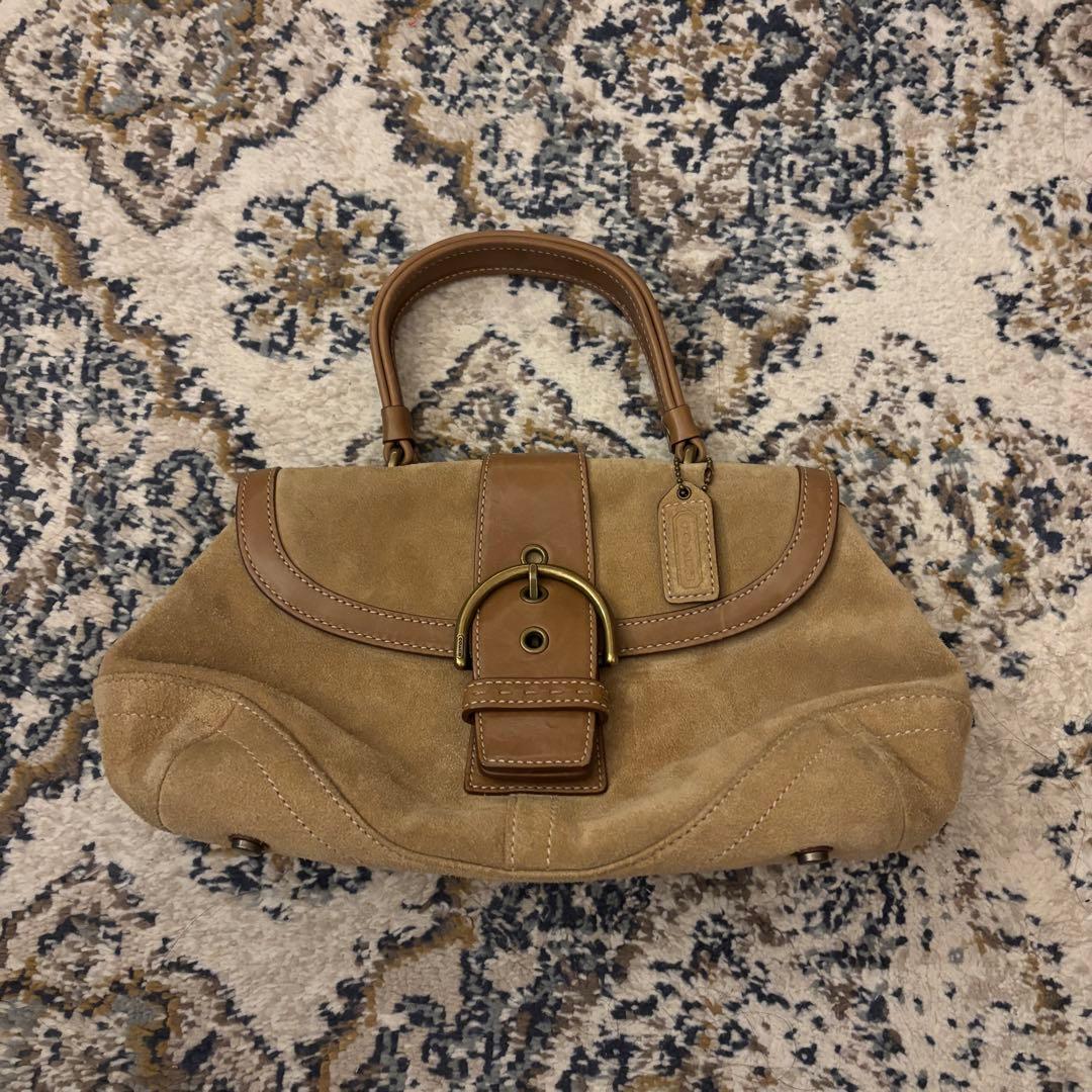 コーチショルダーバッグCoach Soho hand bag suede Vintage Coach Soho Bag Green Suede - メルカリ
