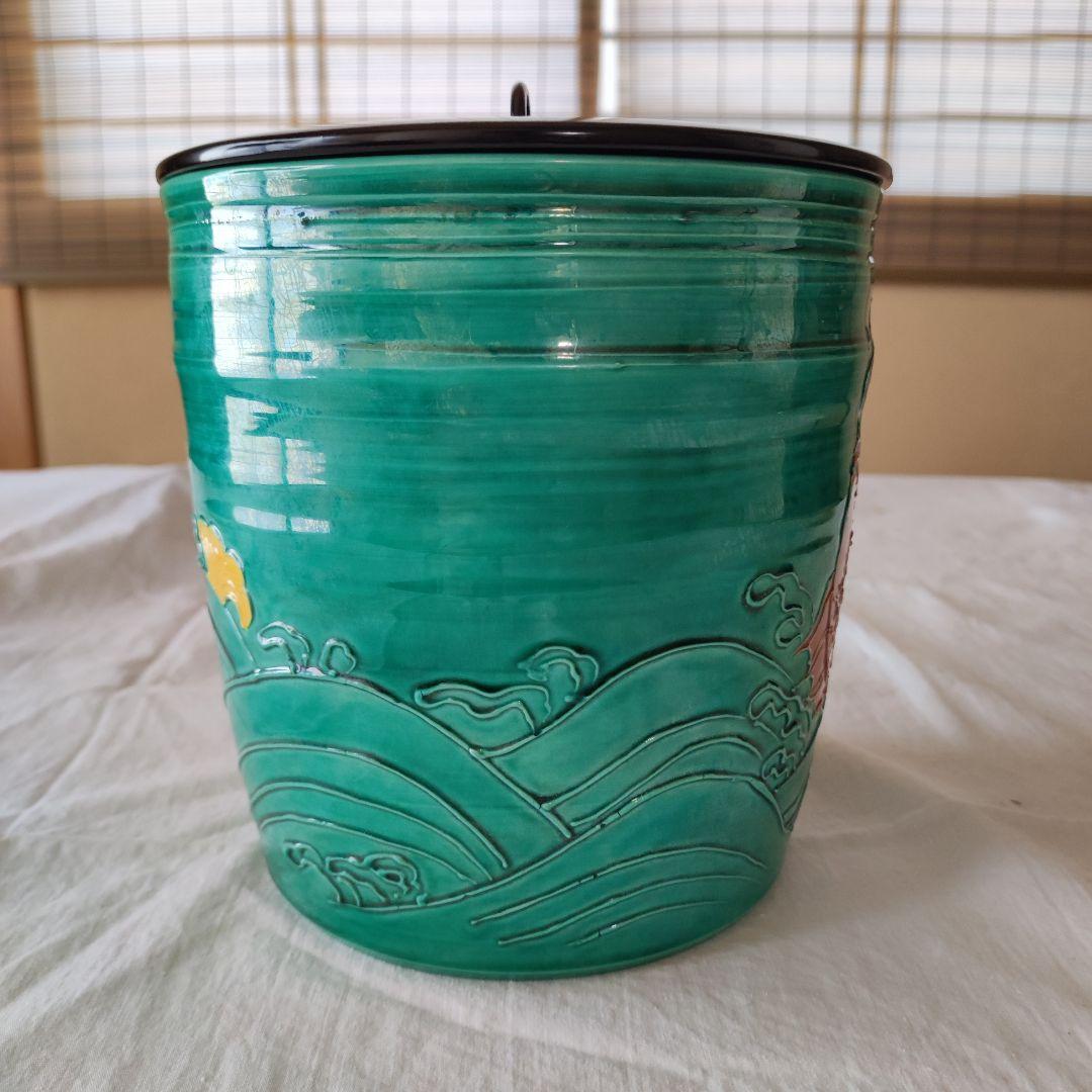 茶道具◇青交趾荒磯文水指◇粟田焼 岡田佳山 - メルカリ