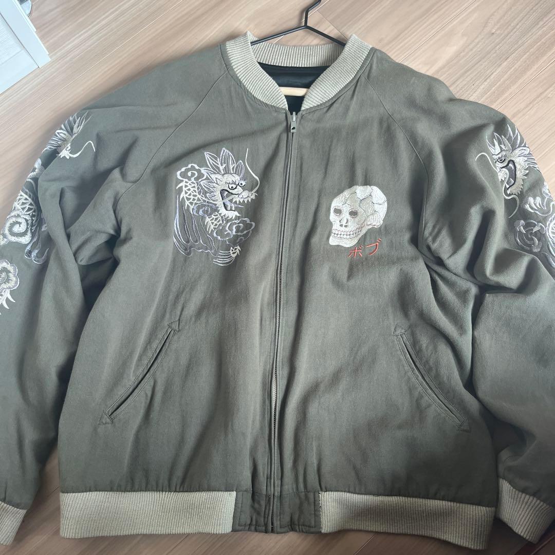 内*田様 ドラゴン刺繍スカジャン オリーブグリーン