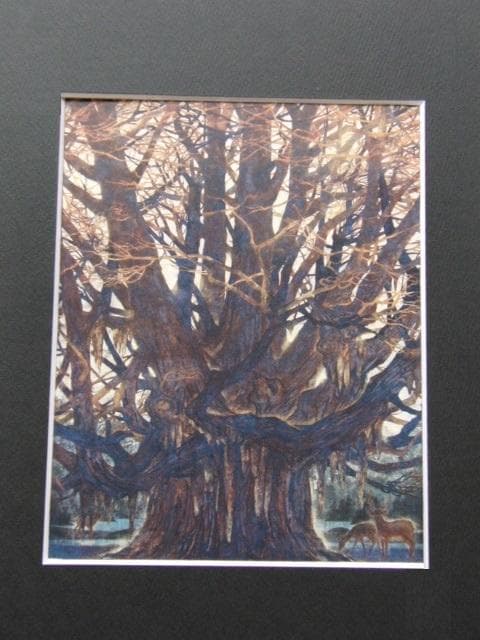 角田信四郎、【樹】、希少な額装用画集画、新品高級額 額装付、状態良好