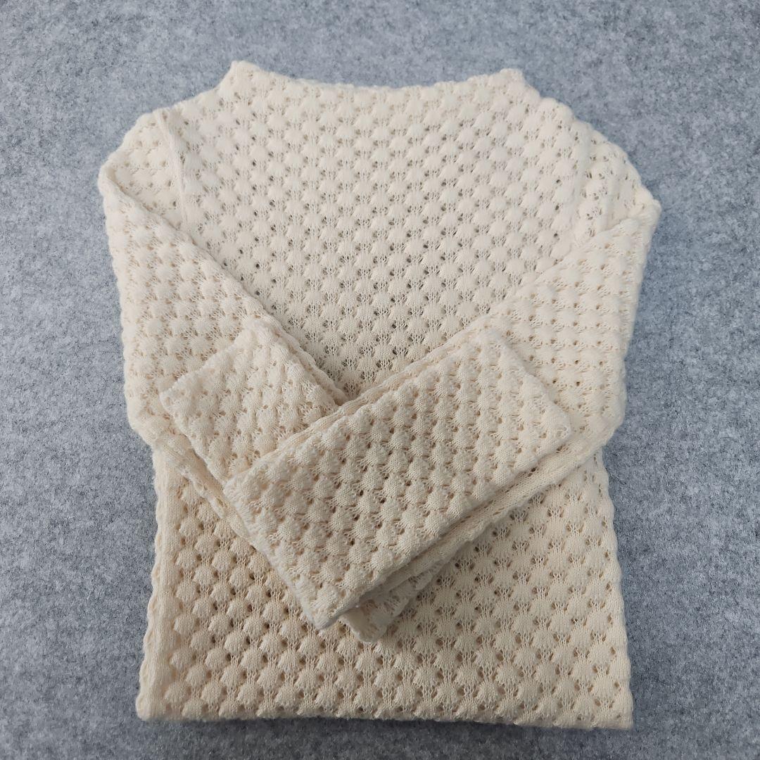 【EDIT.FOR LULU 】ウールクロシェタートルトップ　ホワイト