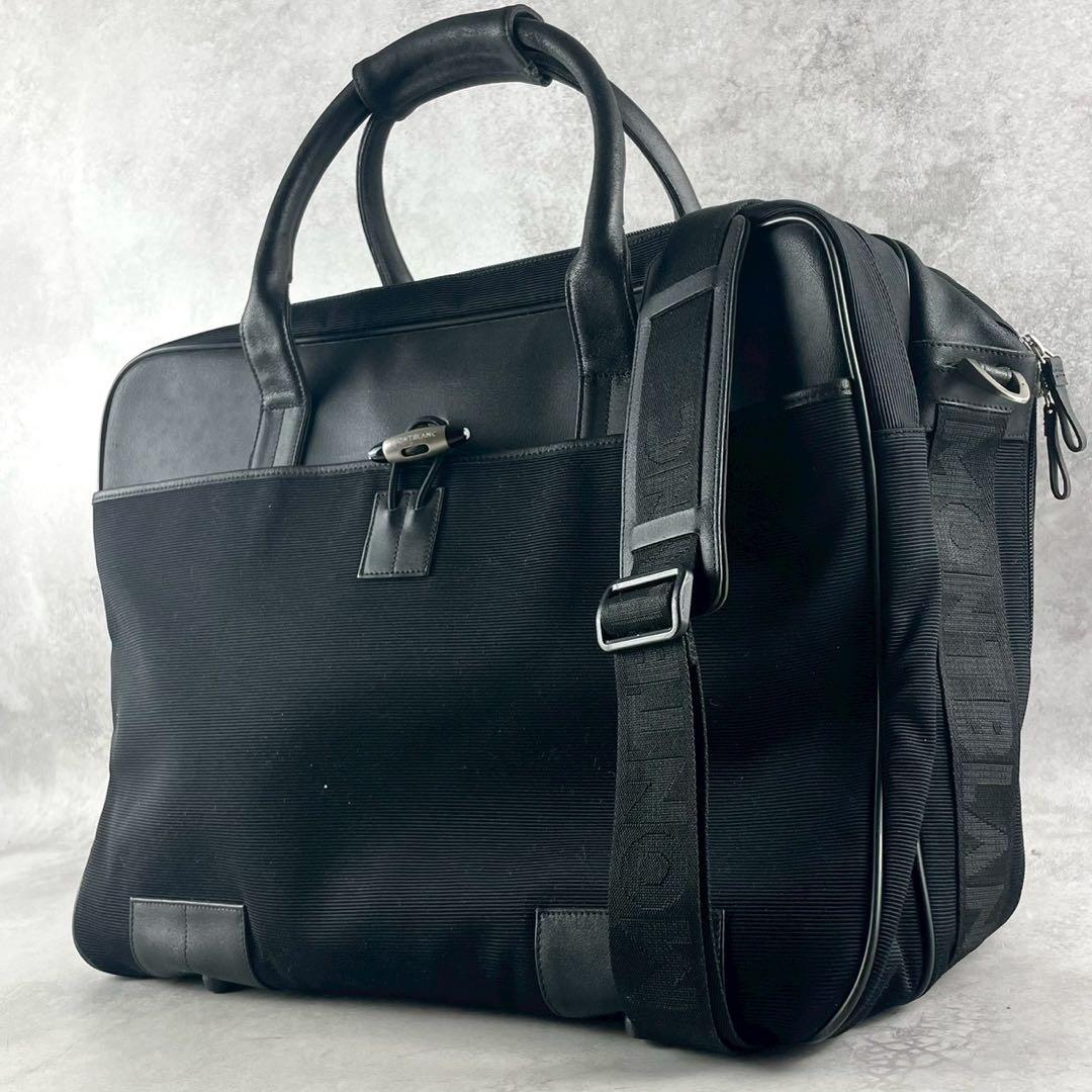 【希少】モンブラン ビジネスバッグ 2way ロゴ金具 レザー キャンバス 黒 大人気☆モンブラン☆ビジネスバッグ☆2輪☆トロリー☆3way☆レザー