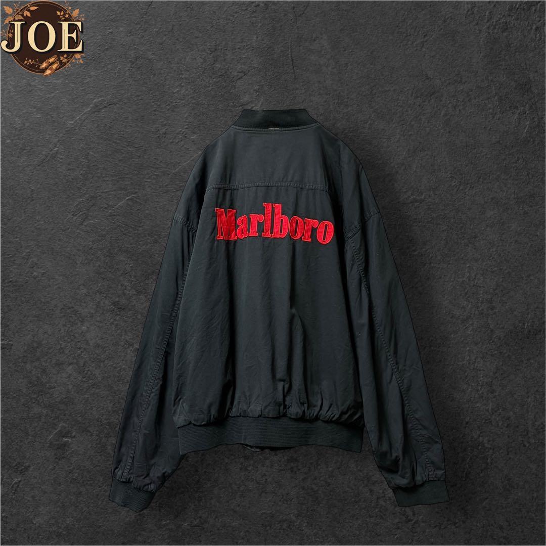 90sMarlboro刺繍ロゴビッグサイズXL赤黒裏地レッド ボンバージャケット