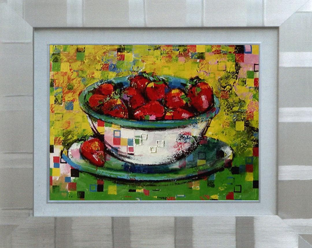 油絵 菅家令子 絵 絵画インテリア額付(白) uF6-061003 静物フルーツ