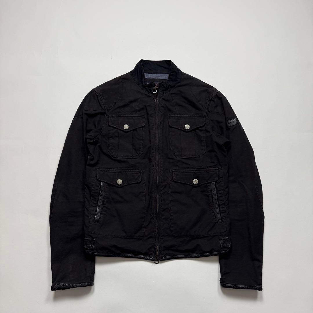 2000s Armani Jeans cotton × leather jkt