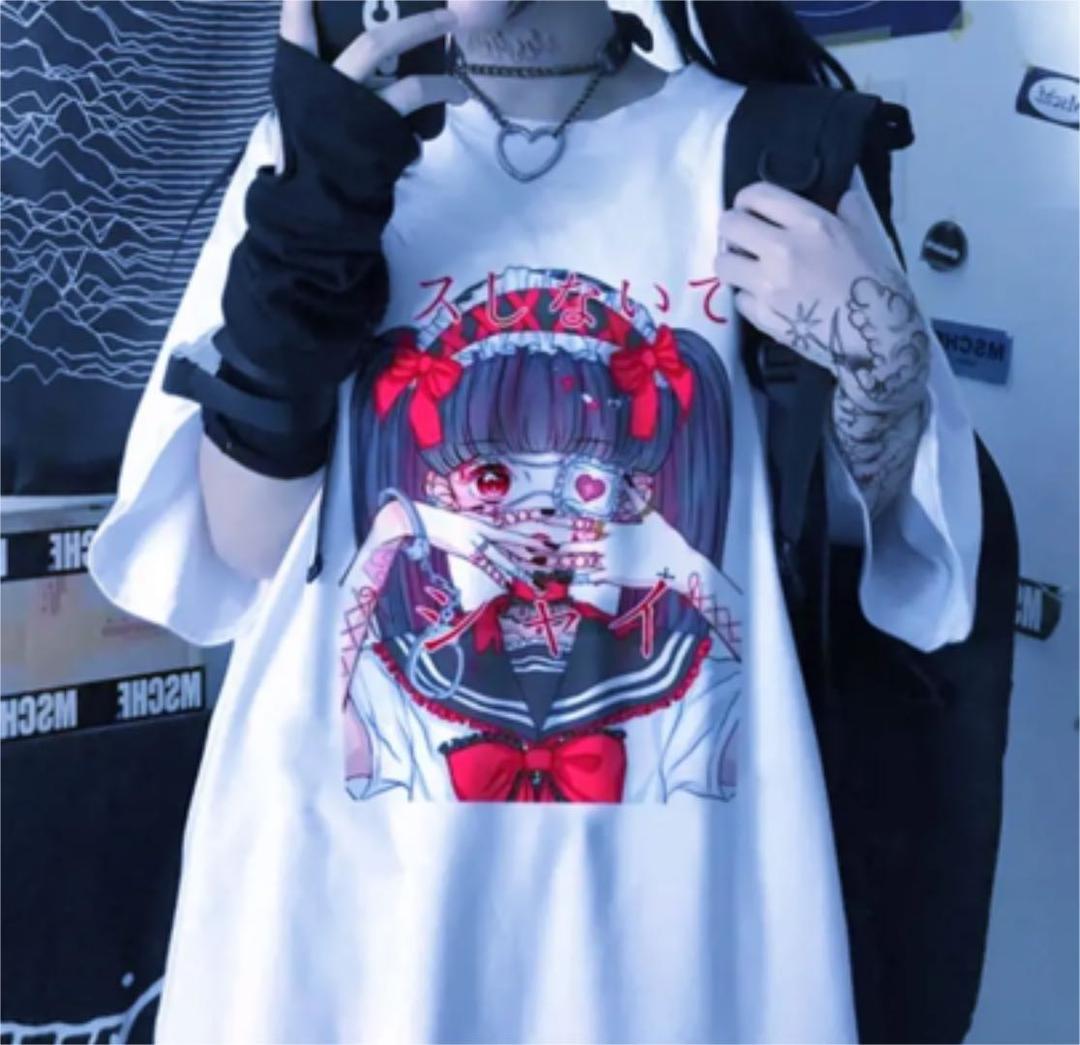 地雷Tシャツ 量産型 黒 メンヘラ バンギャ 地雷 V系 原宿 あのちゃん