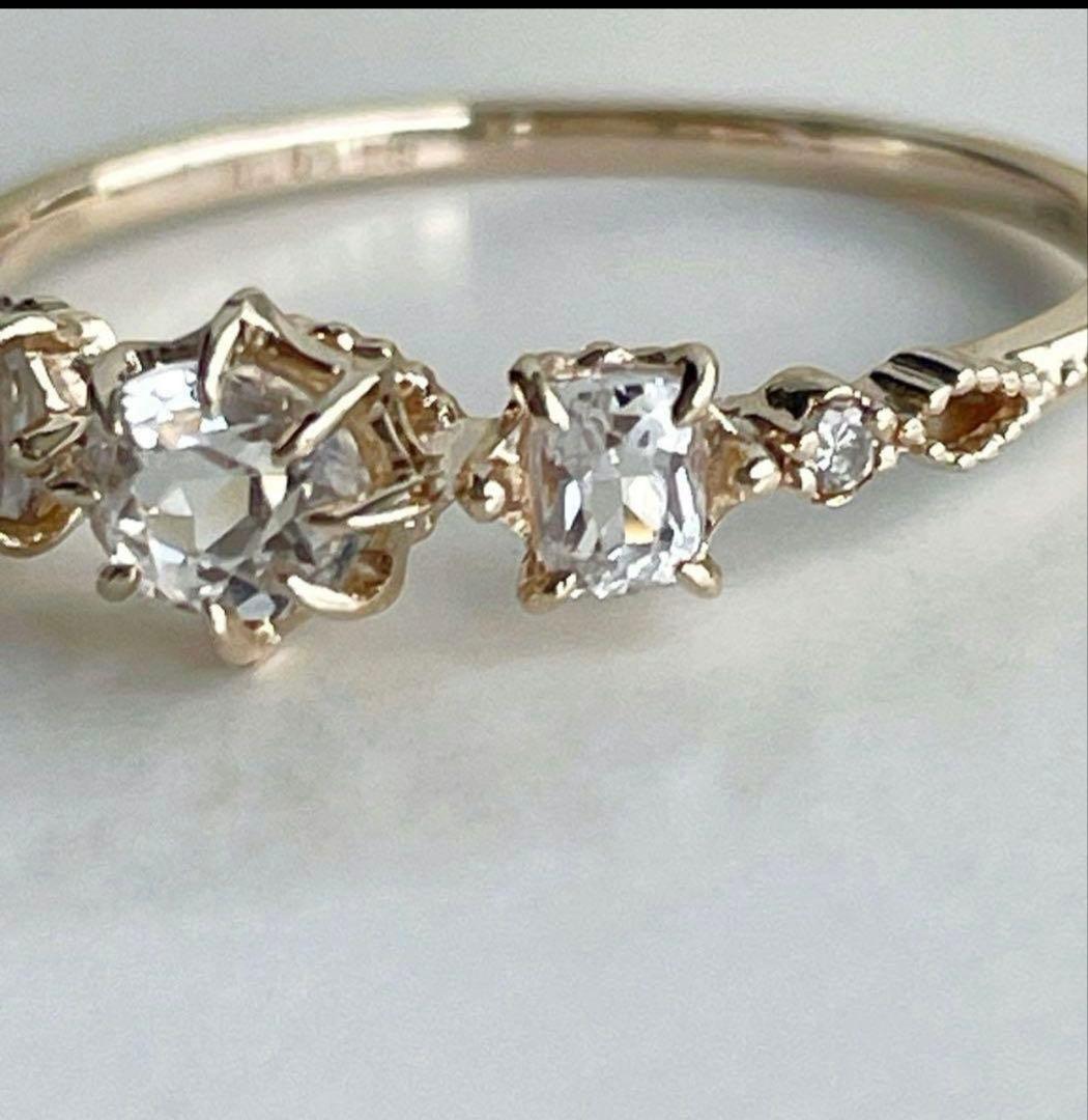 agete アガット クオーツ　ダイヤ　リング　K10 13号