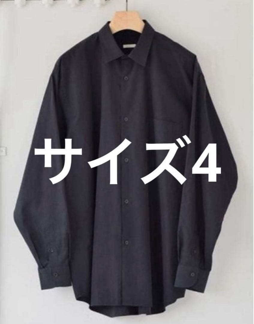 COMOLI コモリシャツ コットン レギュラーカラー 黒　ネイビー　サイズ4