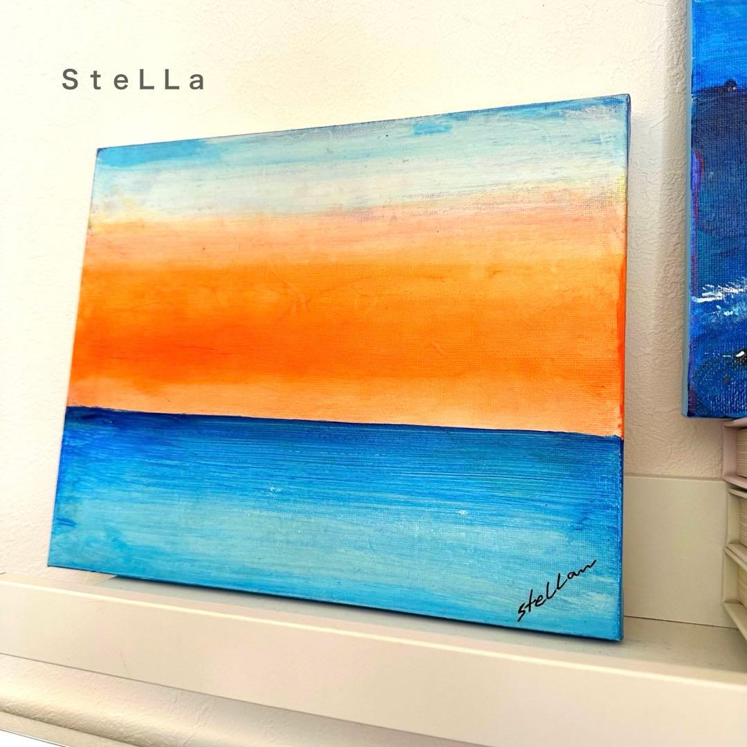 原画 現代アート 抽象画 海 アートパネル 夕日 サンセット オシャレ