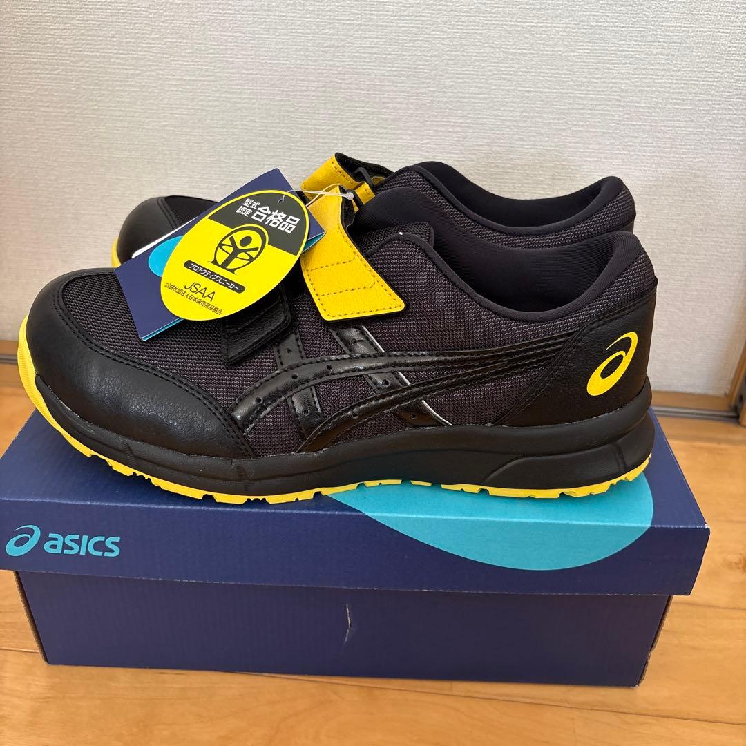 新品未使用！asics 安全靴 黒/黄色 ベルクロ 26.5 - メルカリ