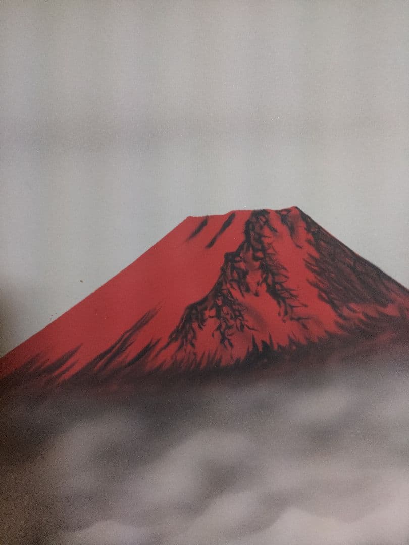 掛け軸 一正 紅富士双鶴 掛軸 美品 ♪ - メルカリ