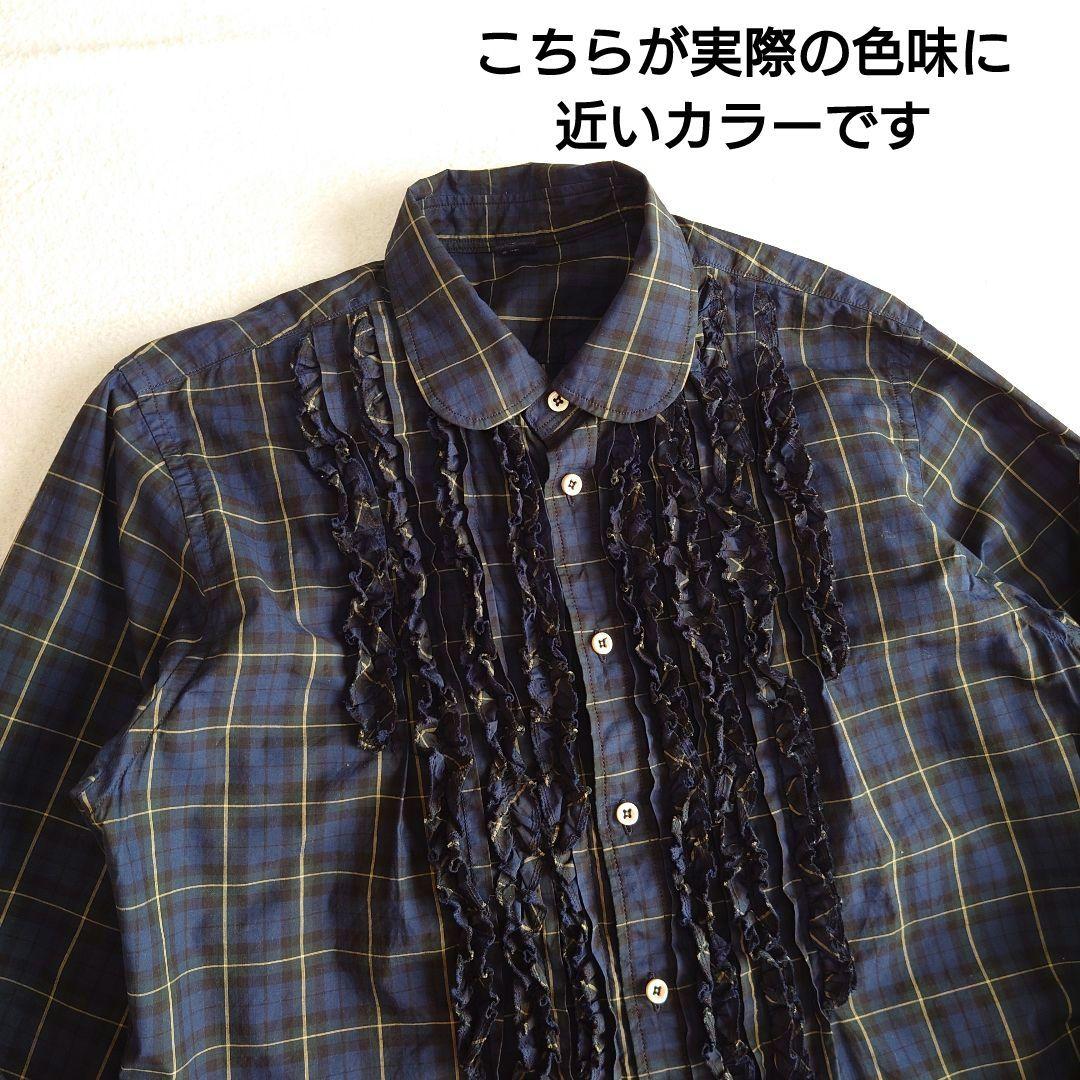 45R スーピマオーガニックバチストのフリルプティローファーシャツ