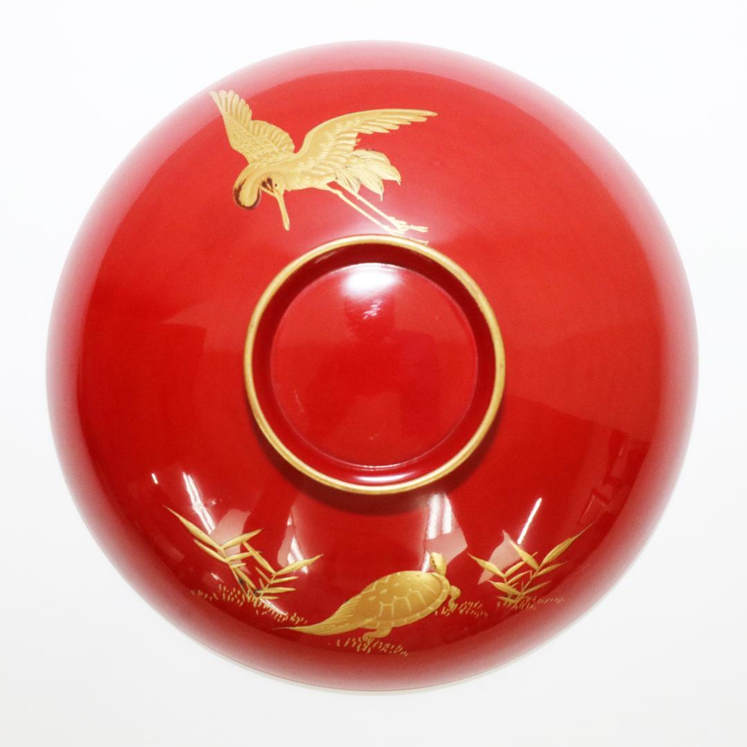 時代漆器 朱漆塗 鶴亀山水 松竹梅 縁起物 蒔絵 三ツ重盃 木製 - メルカリ