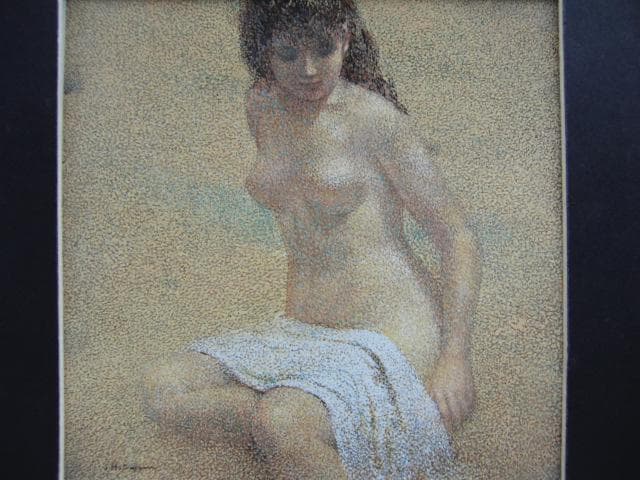 松澤茂雄、【砂丘】、希少な画集画、新品高級額 額装付、状態良好