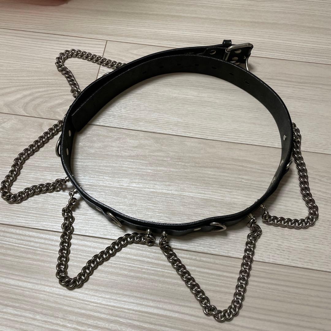 ジュンヤワタナベコムデギャルソンチェーンパンクベルトレザー本革ブラックpunk JUNYA WATANABE COMME des GARCONS ジュンヤワタナベコムデギャルソン