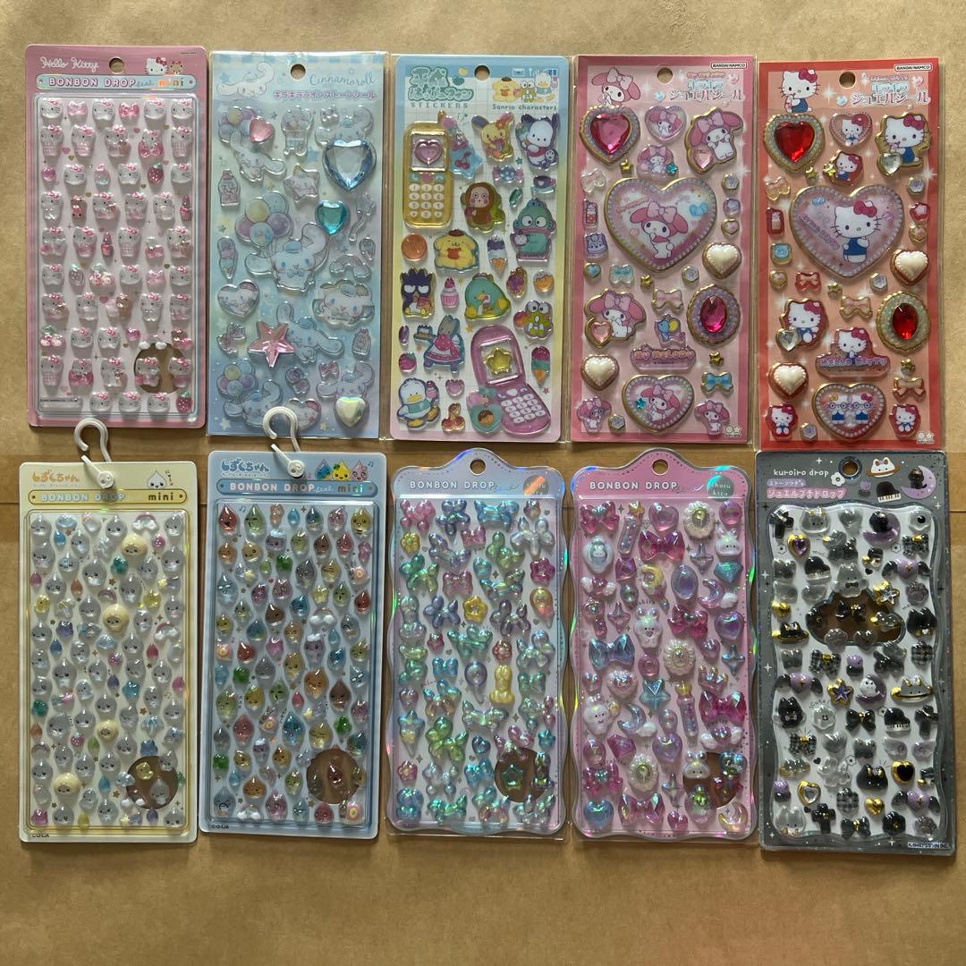 ボンボンドロップシール　ジュエル　うるちゅる　プチドロ　10種　サンリオ　しずく