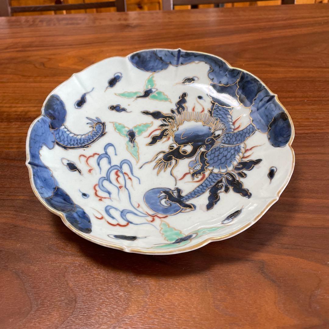 青い龍の絵柄 古伊万里 青い龍の絵柄 古伊万里