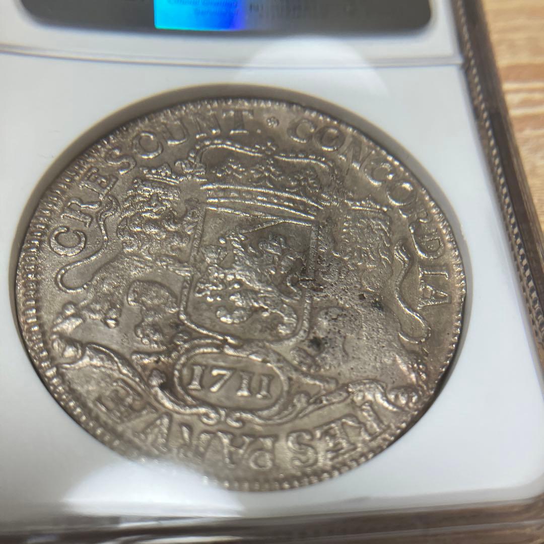 1711オランダ シルバーライダー1デュカトン銀貨 NGC 本物 難破船 大