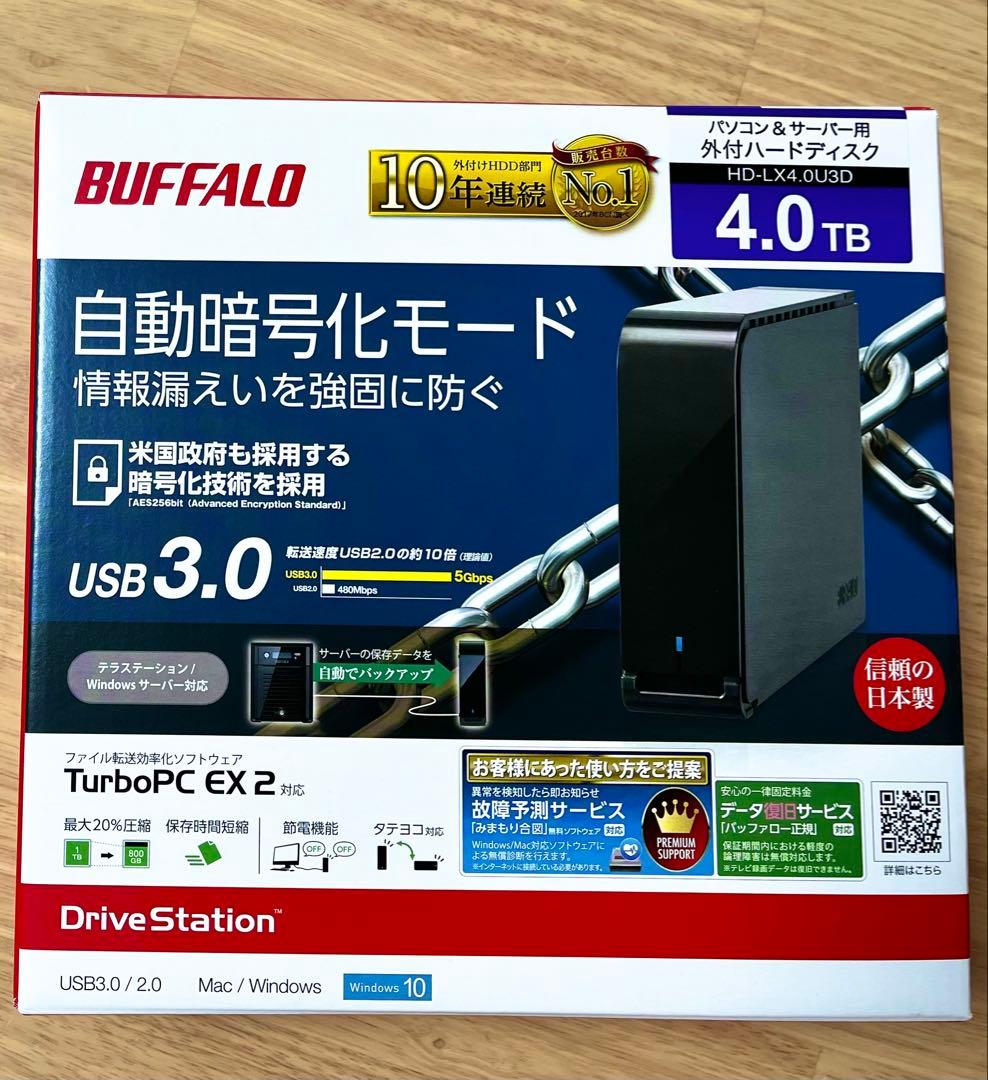 新春セール1月末まで②BUFFALO USB HDD 4TB SeeQVault対応 録画用 外付けハードディスク 4TB | バッファロー
