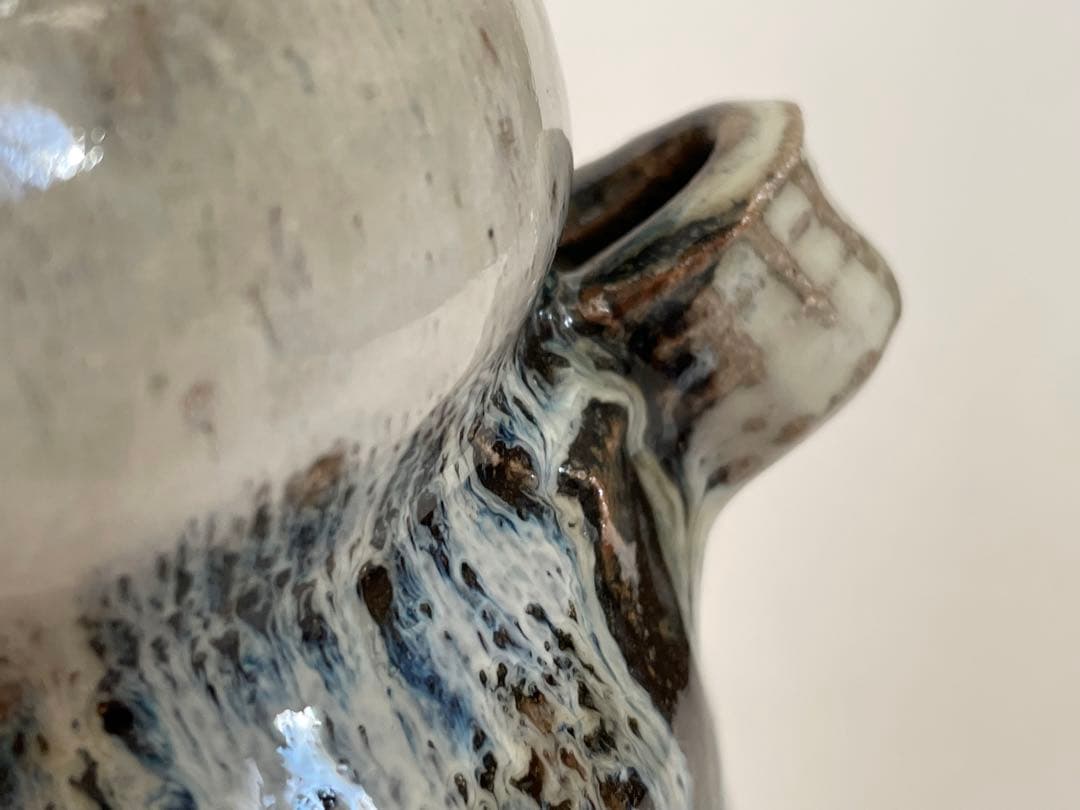 陶芸家 人間国宝 中里逢庵 中里太郎衛門 叩き朝鮮唐津耳付花生