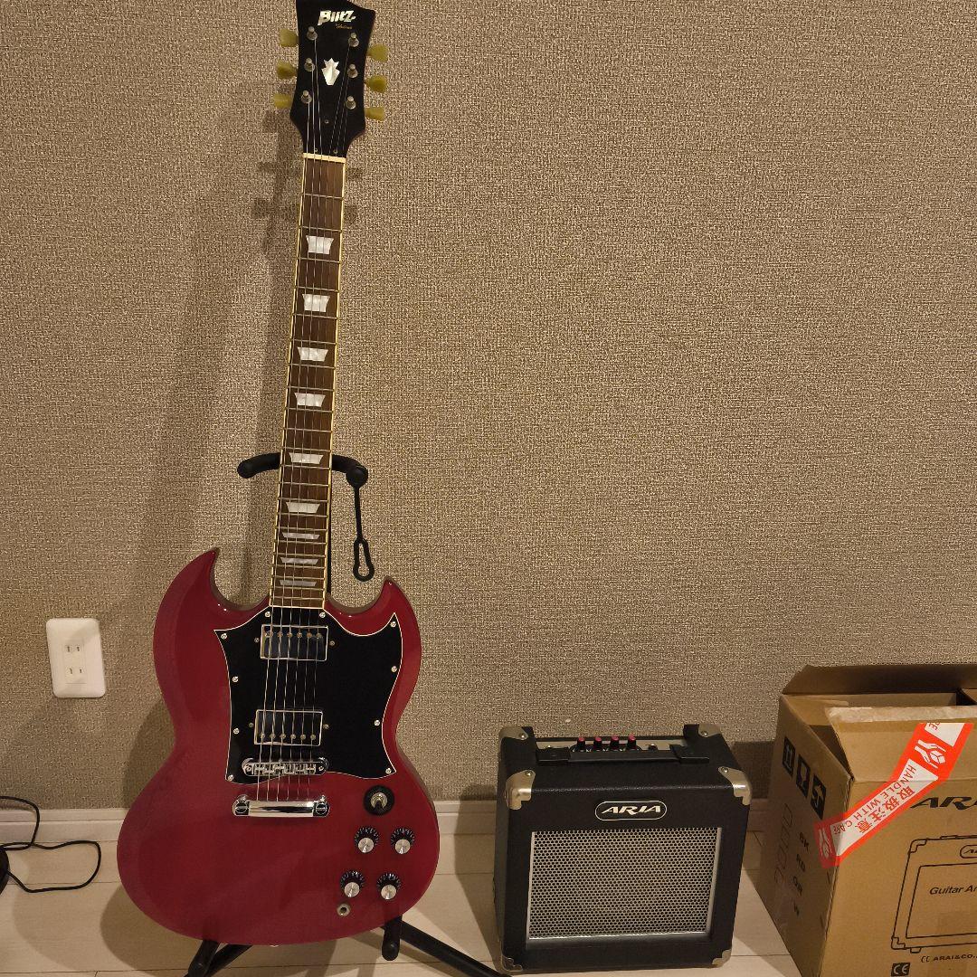 Blitz エレキギターSG中古　アンプ付き　引き渡し可能　盛岡市 Amazon | Blitz ブリッツ エレキギター SGタイプ ワインレッド ソフト