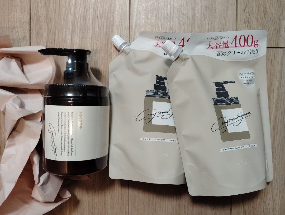 クレイクリームシャンプー ポンプ式 380gと詰替用400g×2袋