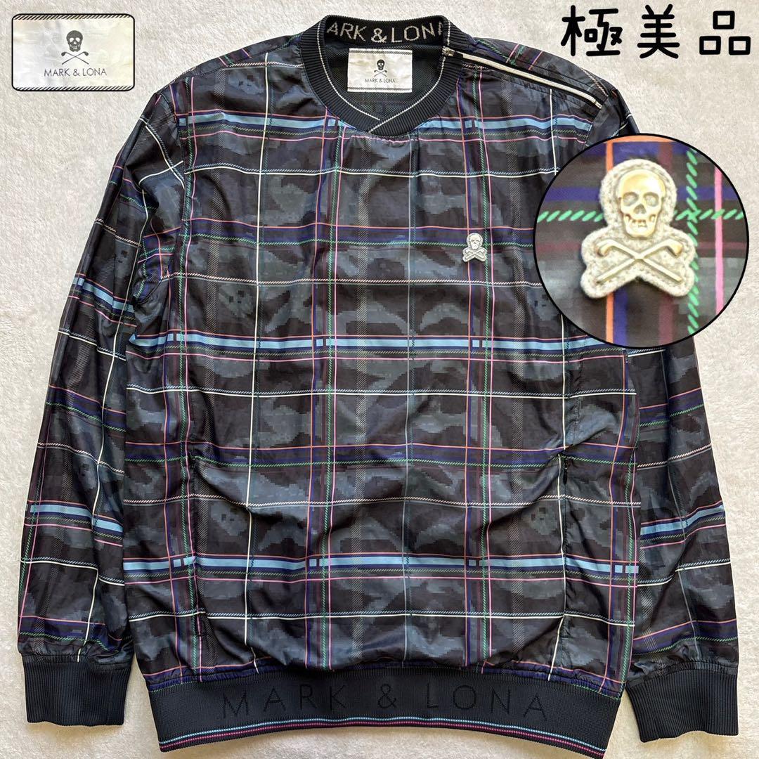 極美品　マークアンドロナ　メッシュ　スニード　スカル　カモ柄　チェック　迷彩 MARK&LONA（マークアンドロナ） スタンド式キャディバッグ ブラウン×黒
