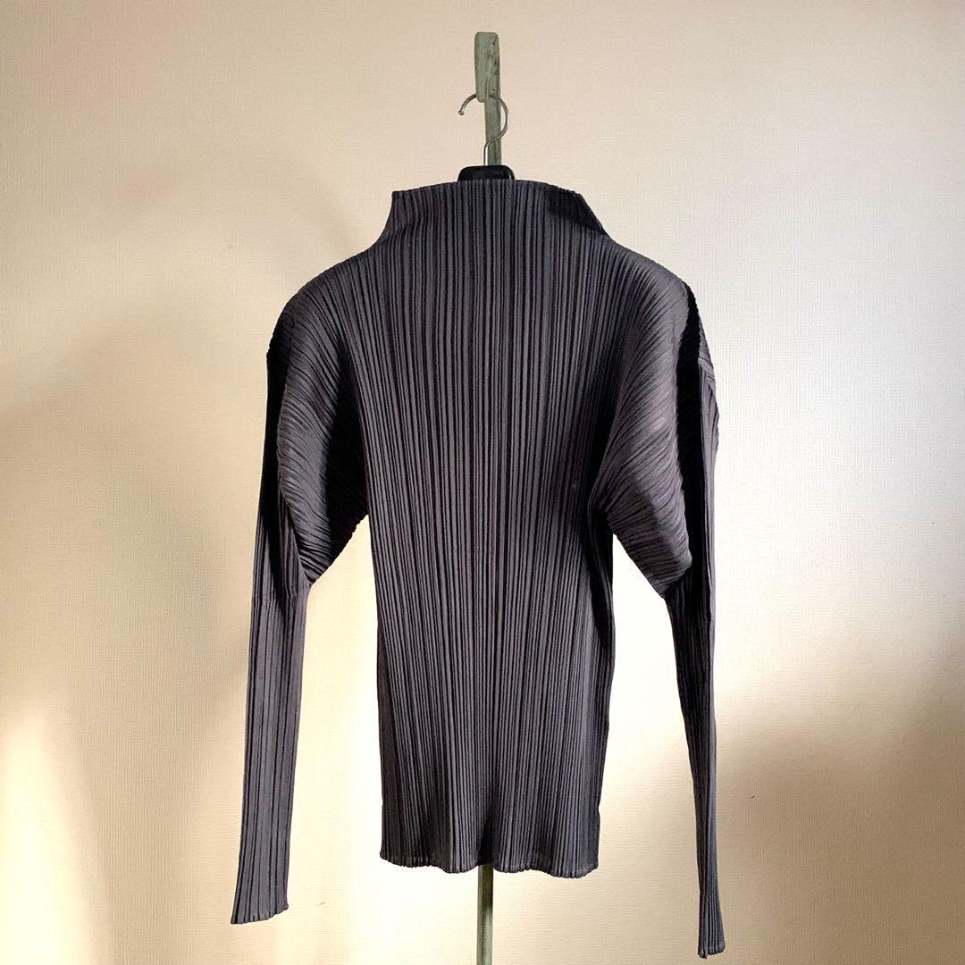 【極美品】PLEATS PLEASE プリーツ　モックネック　3 グレー系　長袖