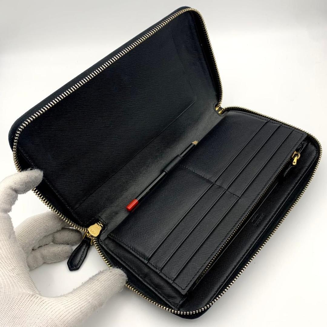 鑑定済み プラダ 長財布 サフィアーノ レザー オーガナイザー 旅行