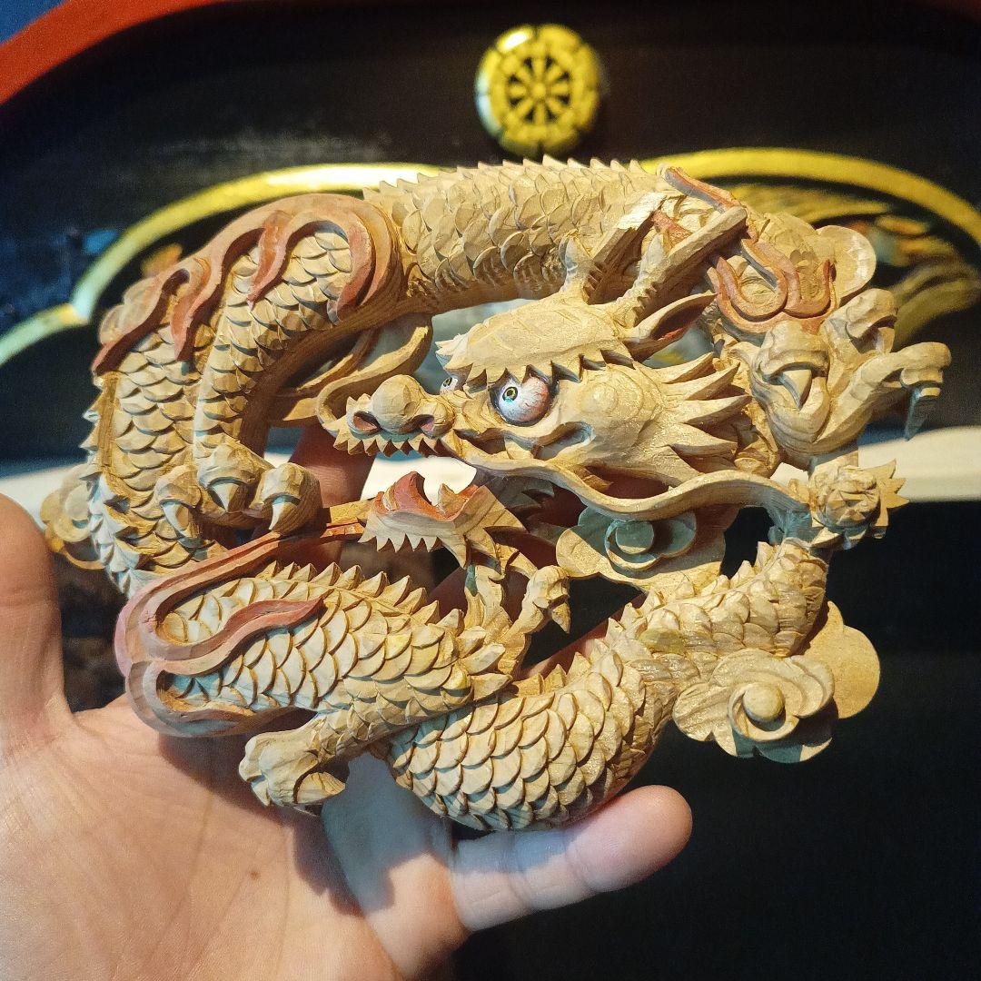 木彫り　龍　彫刻　置物　インテリア　和柄