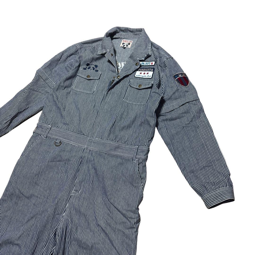 パンディエスタジャパン つなぎ　刺繍　ヒッコリー pandiesta japan パンディエスタジャパン つなぎ 刺繍 ヒッコリー pandiesta japan