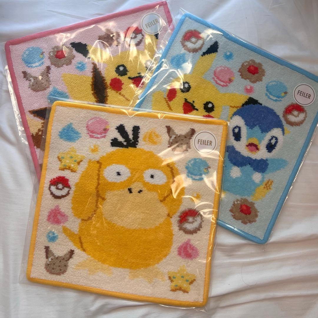 【新品未使用】　フェイラー　ピカチュウ ポッチャマ イーブイ コダック　ハンカチ フェイラー ポケモン ハンカチ ピカチュウ イーブイ ポッチャマ