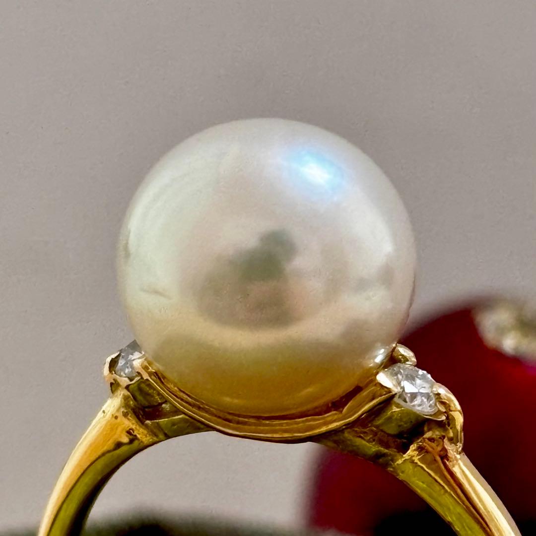 『専用です』オーロラRosé アコヤ真珠 9.6mm リング 真科研 K18