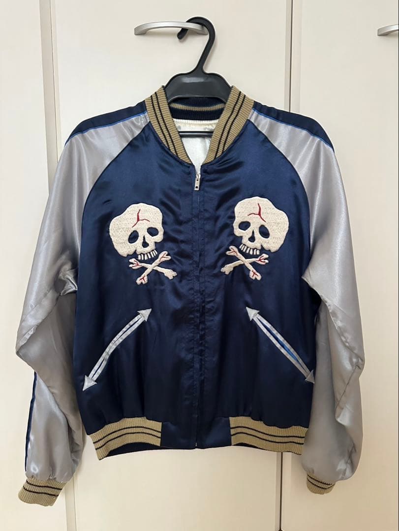 スカジャン スカルとドラゴン刺繍