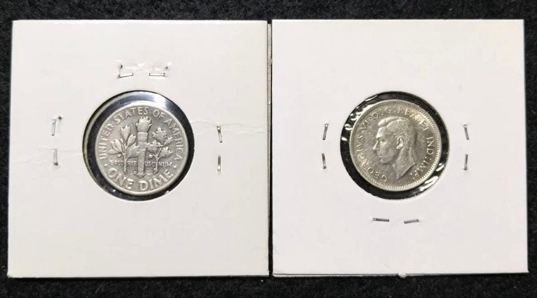 アメリカ10セント銀貨とカナダ10セント銀貨 2枚セット - メルカリ