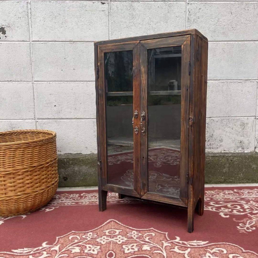 古材 木製キャビネット 整理棚 収納棚 アンティークデザイン 木製家具